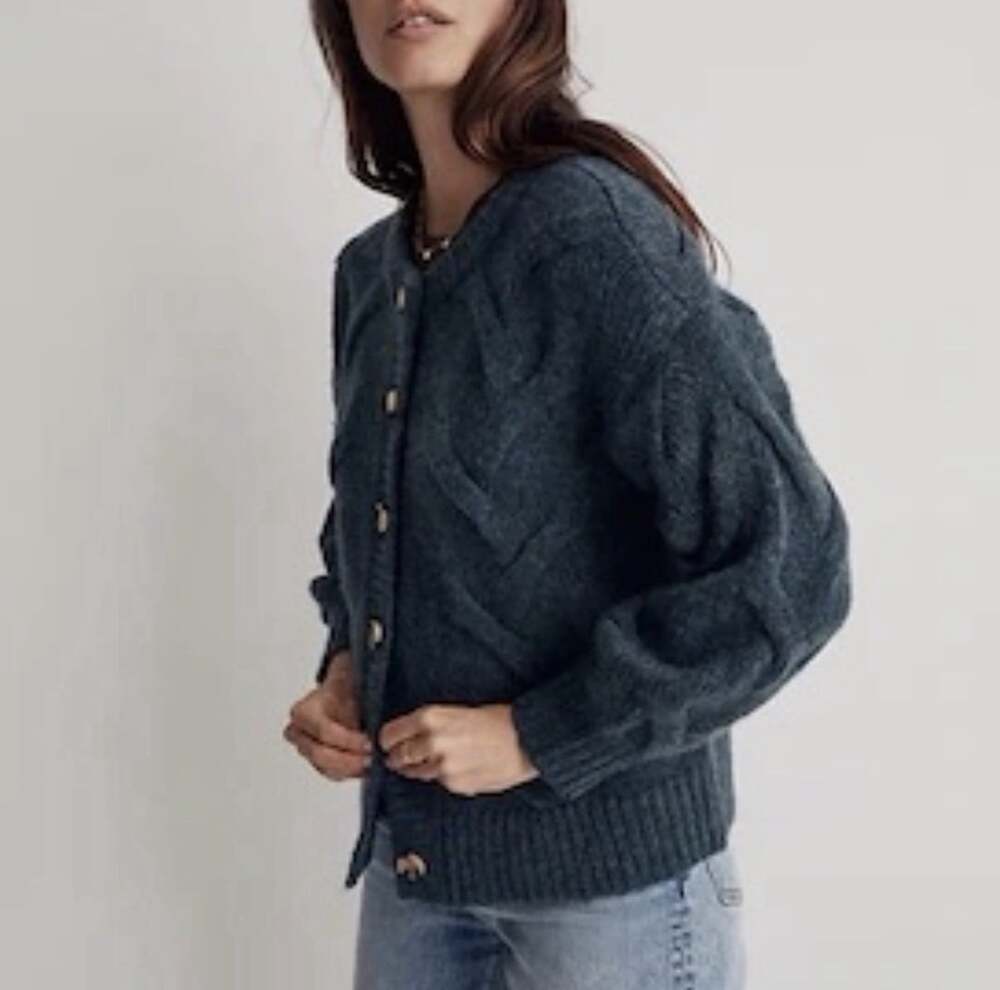 Madewell Women’s S Sweater Blue/Green Chunky 25% Wool